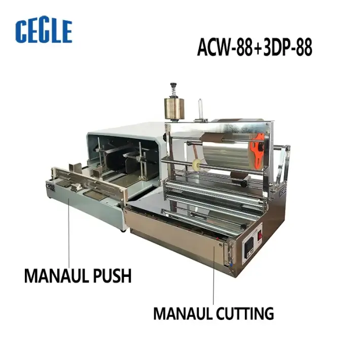 ACW-88,ACW-88A+3DP-88,A3DP-88 Semi-Automatic different box cellophane wrapping machine with box film folding machine