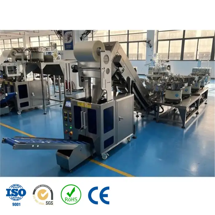 Automatic vibratory feeding vertical screw bolt nut bagging and packaging machine