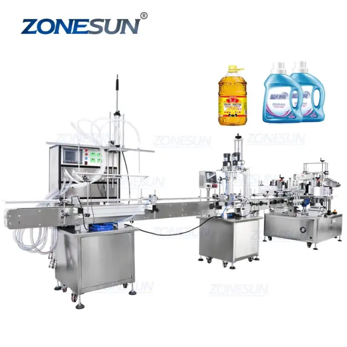 ZS-FAL180P7 Automatic Plastic Flat Round Bottle Cosmetic Filling Capping Labeling Machine Production Line