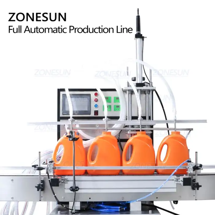 ZS-FAL180P7 Automatic Plastic Flat Round Bottle Cosmetic Filling Capping Labeling Machine Production Line