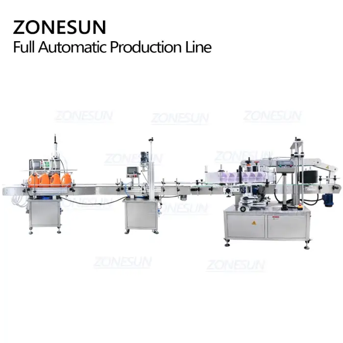 ZS-FAL180P7 Automatic Plastic Flat Round Bottle Cosmetic Filling Capping Labeling Machine Production Line