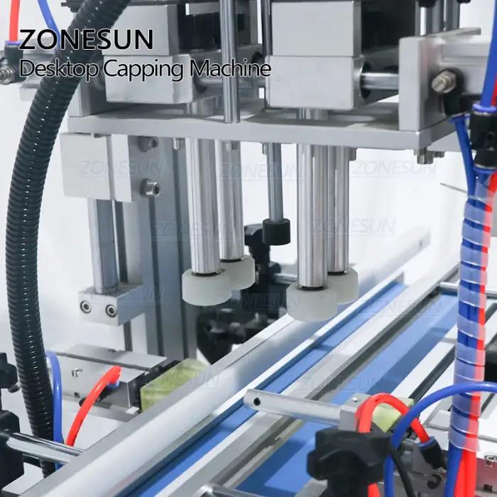 ZONESUN ZS-XG1860 Spray Electrical Full Automatic Engine Oil Screw Round Bottle Capping Machines With Conveyor