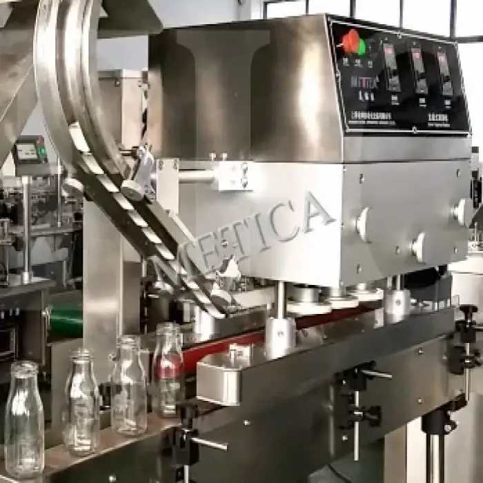 Automatic linear pet  and glass bottle screw capping closing machine