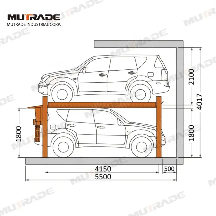 2 Floor 4 Post car stacker Mechanical Garage vertical Car Parking Lift