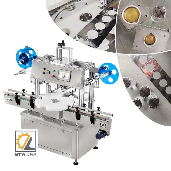 MTW double heads fully automatic meal tray can aluminum foil lids Plastic PET Jar,Bucket sealing machine