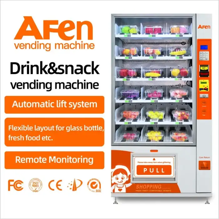 AFEN Cervelat Sausage Vending Machine Pancake Dispenser With Lift For Fruit Bar