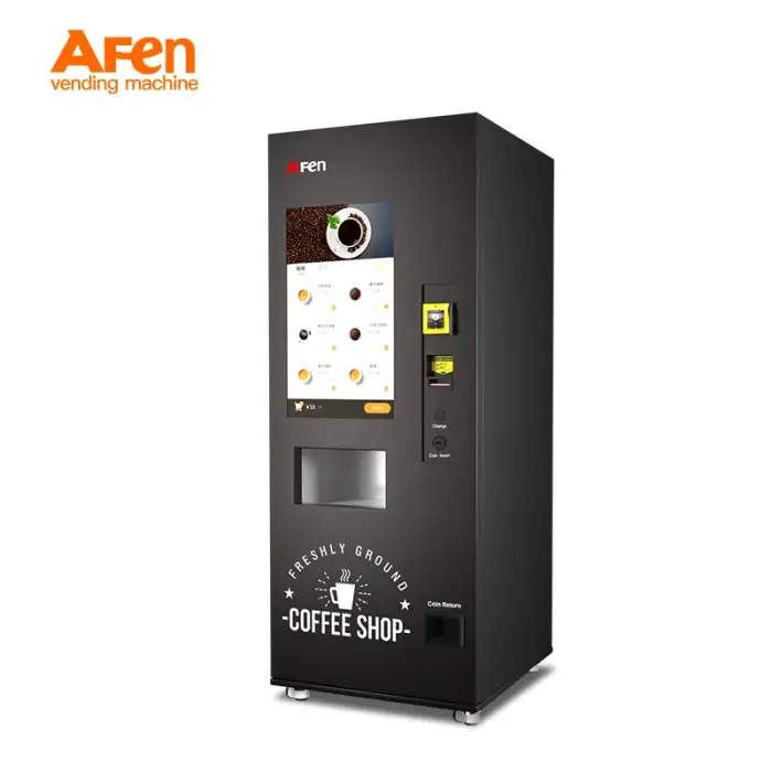 AFEN automatic hot fresh ground coffee vending machine with cash credit card coin acceptor