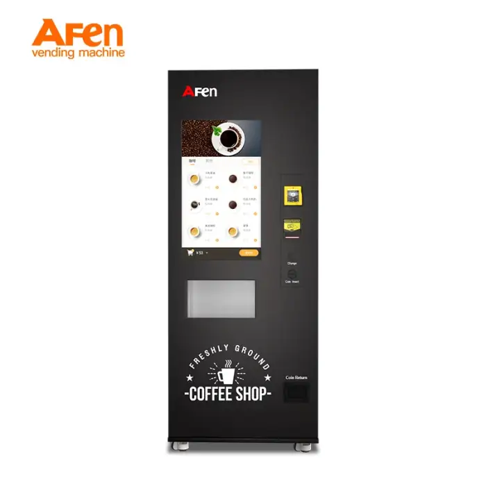 AFEN automatic hot fresh ground coffee vending machine with cash credit card coin acceptor