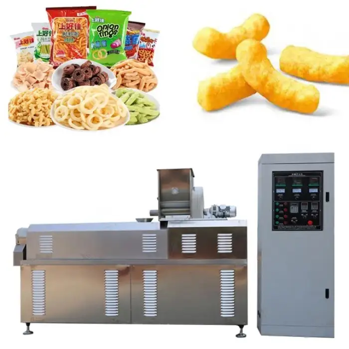 corn tube extruder wheat flour pellets cheese ring snack food making machine