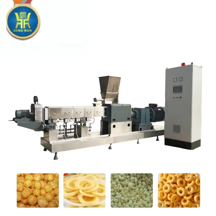 corn tube extruder wheat flour pellets cheese ring snack food making machine