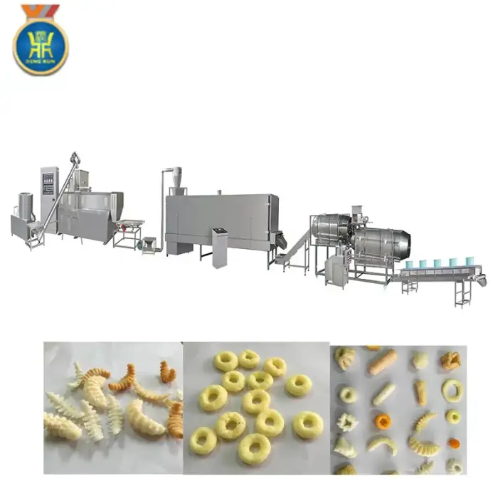 corn tube extruder wheat flour pellets cheese ring snack food making machine