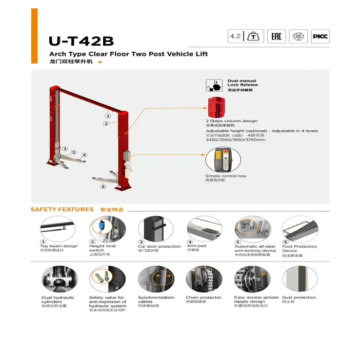 mechanic auto garage clear floor 2 post car lift hydraulic car lift 2 post 4 ton 2 post car lift for workshop equipment