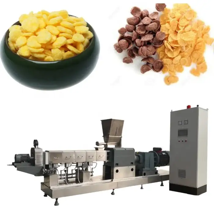 twin screw corn flakes snack making machine breakfast cereal production line equipment