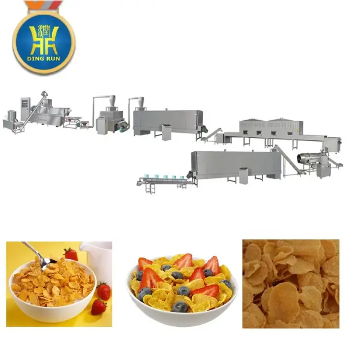 twin screw corn flakes snack making machine breakfast cereal production line equipment