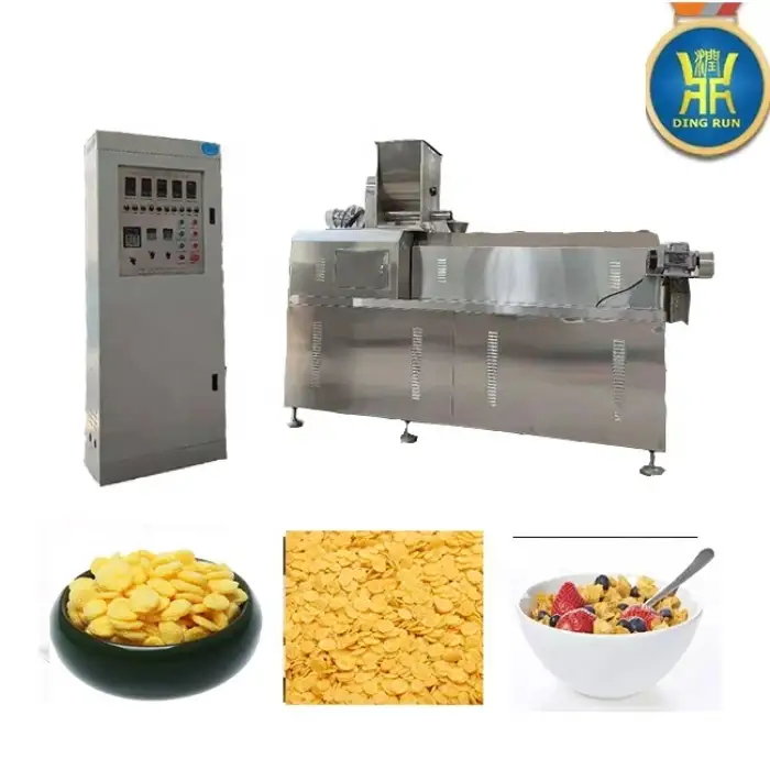 twin screw corn flakes snack making machine breakfast cereal production line equipment