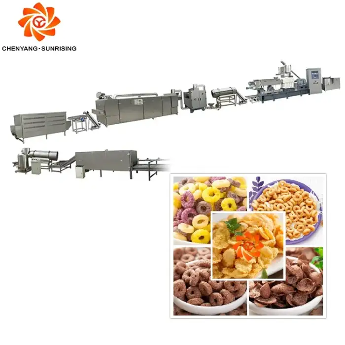 Full automatic cereals cornflakes processing line corn flakes equipment