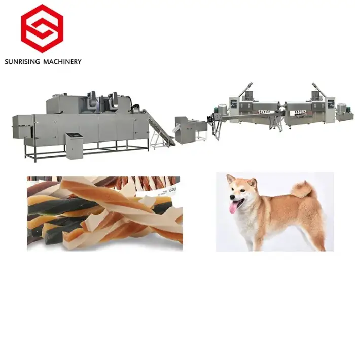 Fully Automatic Single Double Color Dog Treats Making Machine Pet Dog Chewing Machine