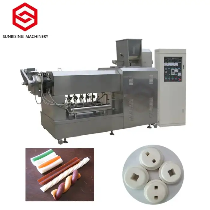 Fully Automatic Single Double Color Dog Treats Making Machine Pet Dog Chewing Machine