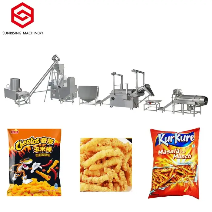 Industry maize frying kurkure cheetos sticks corn curls snacks nik naks extruder