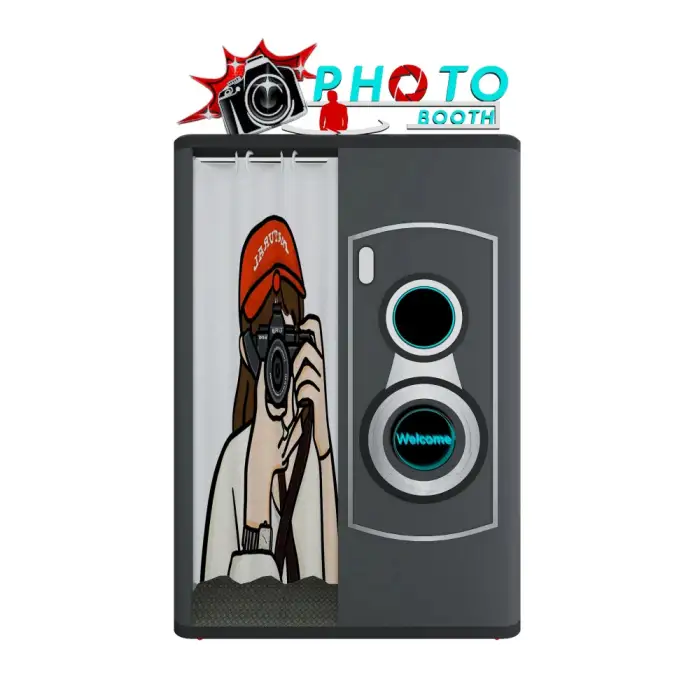 Selfie Photo Booth Sticker Customize Get Your Own Photobooth Kiosk Led Cabin Selfie Photo Booth 3D Album Kiosk Photobooth