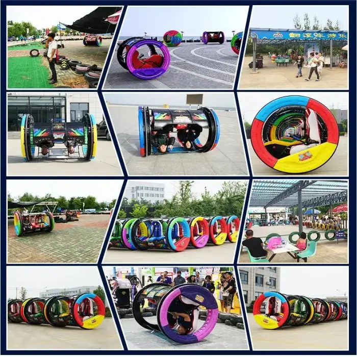 Riteng New Popular Amusement Park Rides 2 Seats 360 Degree Happy Rolling Car For Sale