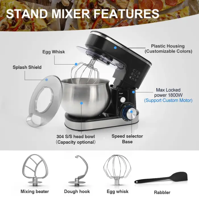 2024 Kitchen Appliances Baking Mixer Machine for Dough Cake Food Stand Mixers