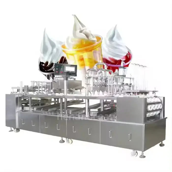 automatic linear cone soft cake ice cream filling sealing machine for cup cone