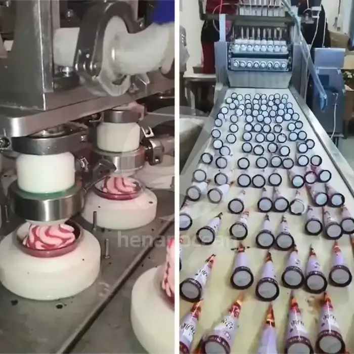 automatic linear cone soft cake ice cream filling sealing machine for cup cone