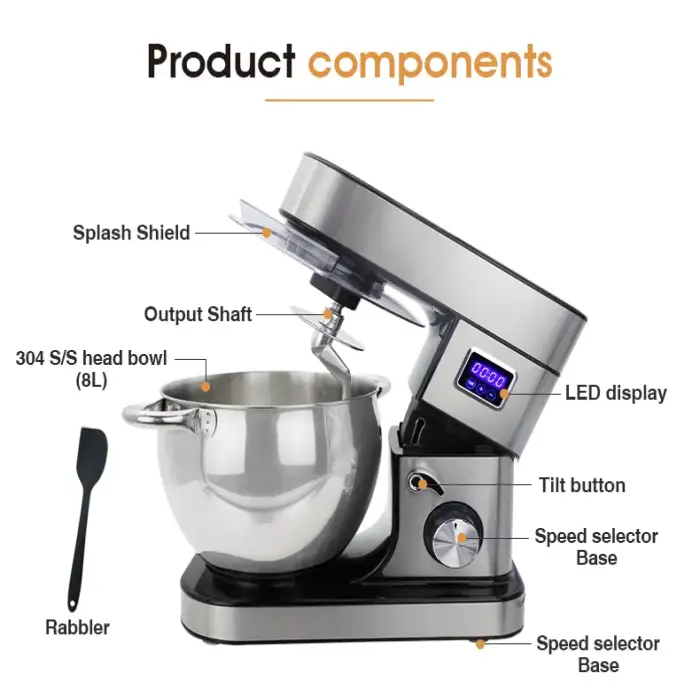 Best Selling 2000W  Food Stand Mixer Appliances Kitchen Cake Mixer For Kitchen