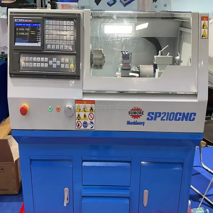 Tour Cnc Lathe Machine CE Certified Mini Desktop Cnc Lathe SP210CNC for Hot Sale SUMORE