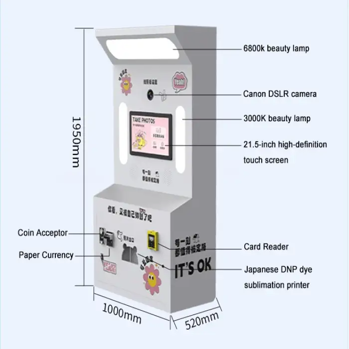 dslr camera shell self shoot mirror photo booth machine