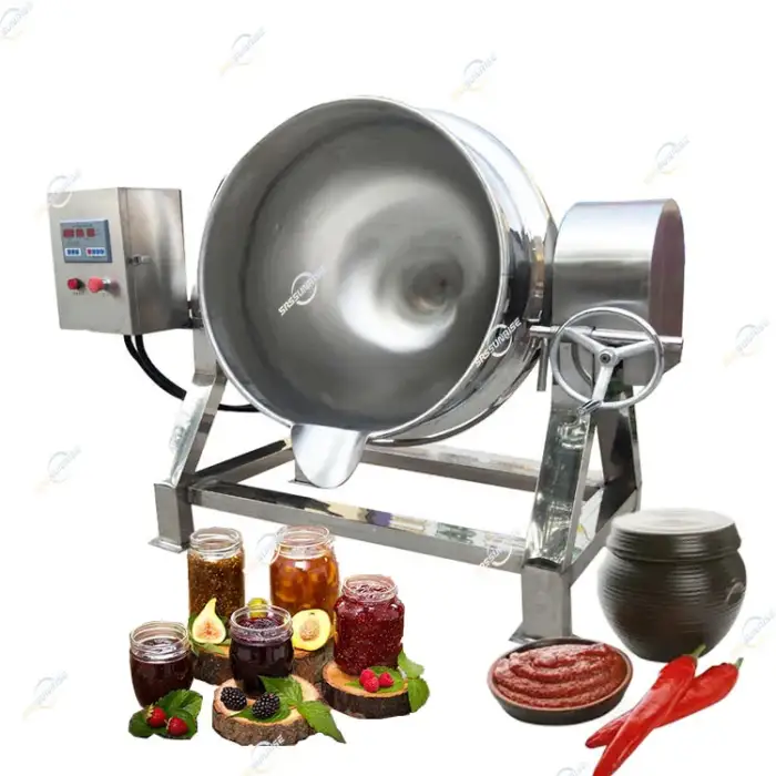 Electric Jacketed Kettle Cooking Mixer Pot Fudge Curry Paste Sugar Syrup Boiler Candy Mixer Machine Hot Sauce Stirring Jacket Cooking Kettle