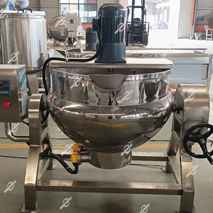 Electric Jacketed Kettle Cooking Mixer Pot Fudge Curry Paste Sugar Syrup Boiler Candy Mixer Machine Hot Sauce Stirring Jacket Cooking Kettle