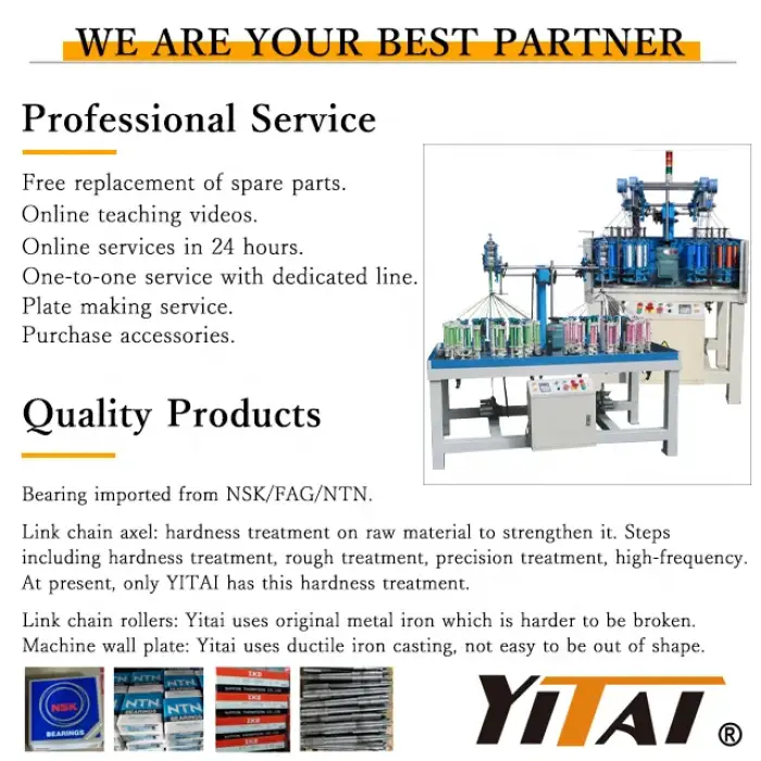 Yitai 8-3 spindle flat belt tape rope ribbon braiding machine braided leather belt machine spare parts