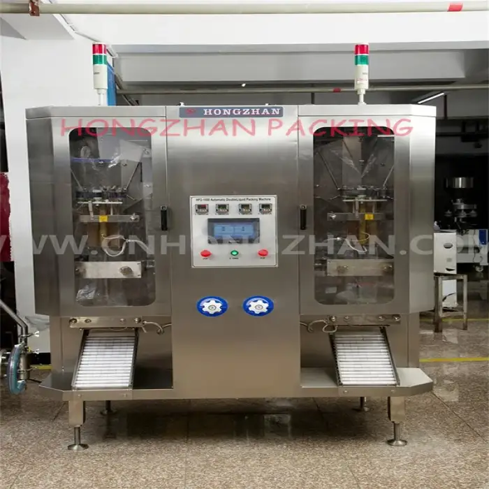 2 channel beverage filling sealing packing machine for with form fill seal bagger for water milk yogurt