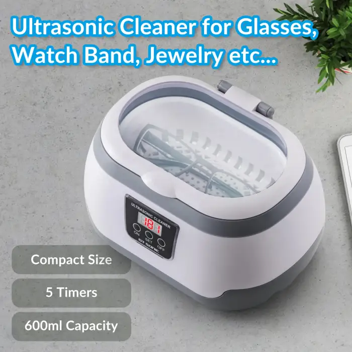 Jewelry Ultrasonic Cleaner with Countdown Timer for Cleaning Eyeglasses, Rings, Dentures, Retainers, and Mouth Guards