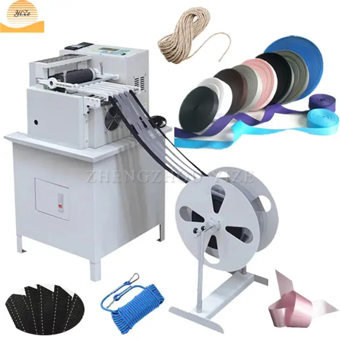 Nylon webbing leather belt elastic bands polyester climbing rope cutter compound ribbon pp sling cord zipper hot cutting machine