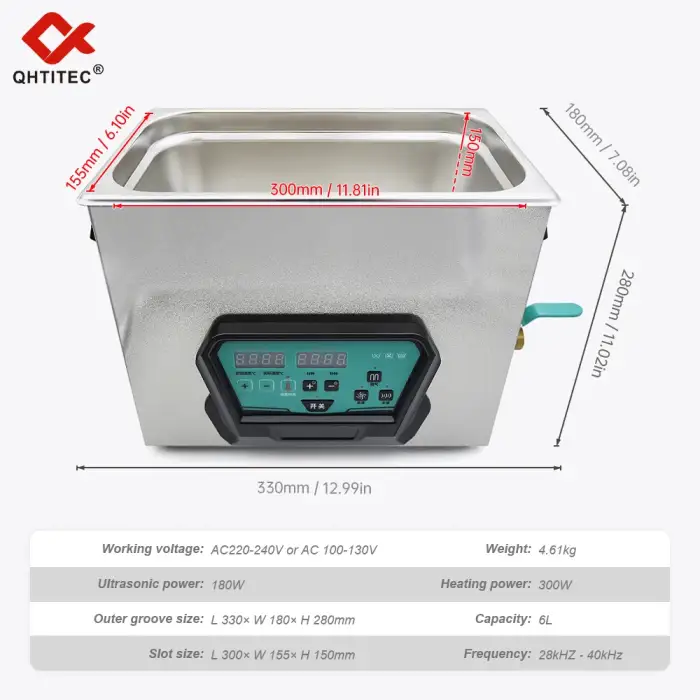 UL6180 40khz 180w 6L Digital Mechanical Goldsmith Tools Silver Metal Parts Cleaning Ultrasonic Machine For Gold Cleaner