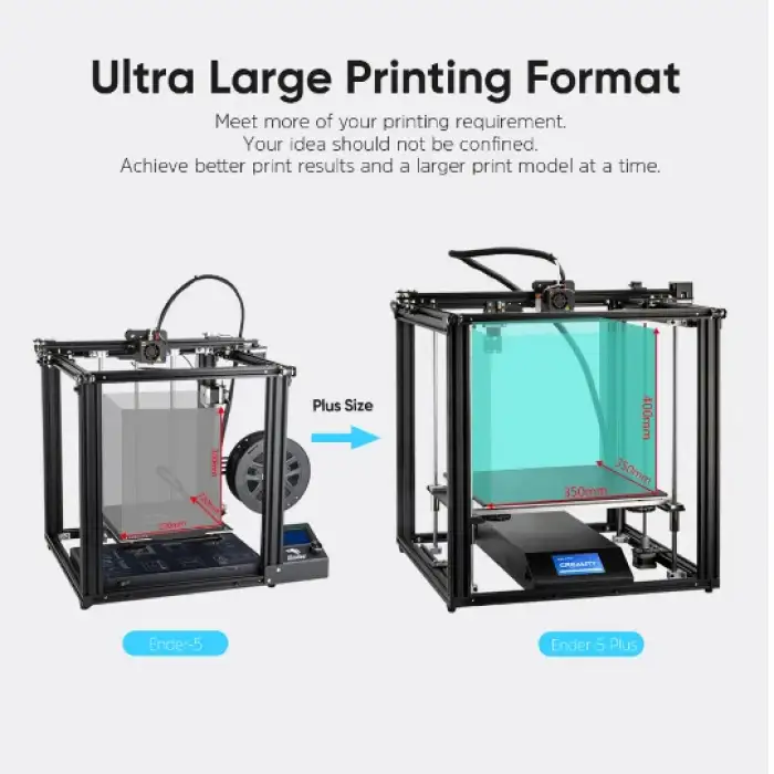 3D Ender-5 Plus 3D Printer DIY Kit Mean Well Power Supply 350*350*400mm with 4.3 Inch Touchscreen Double Y-axis Z-axis