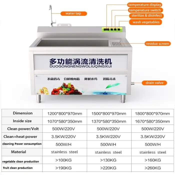 fruit and vegetable washing machine industrial