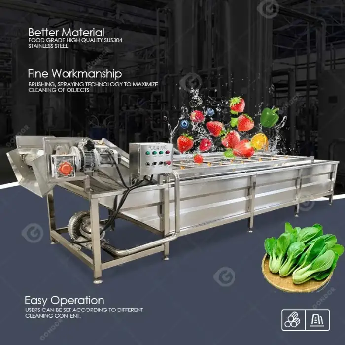 Air Bubble Leafy Automatic Washer Fruit And Vegetable Clean Production Line Vegetable Wash Machine Industry