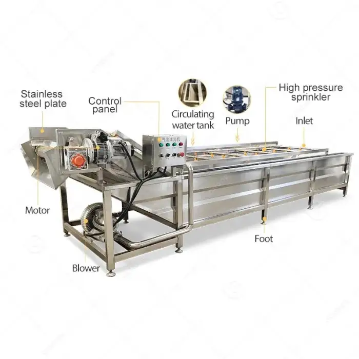 Air Bubble Leafy Automatic Washer Fruit And Vegetable Clean Production Line Vegetable Wash Machine Industry