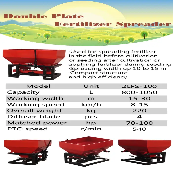 70-100HP tractor use double plate farm fertilizer spreaders