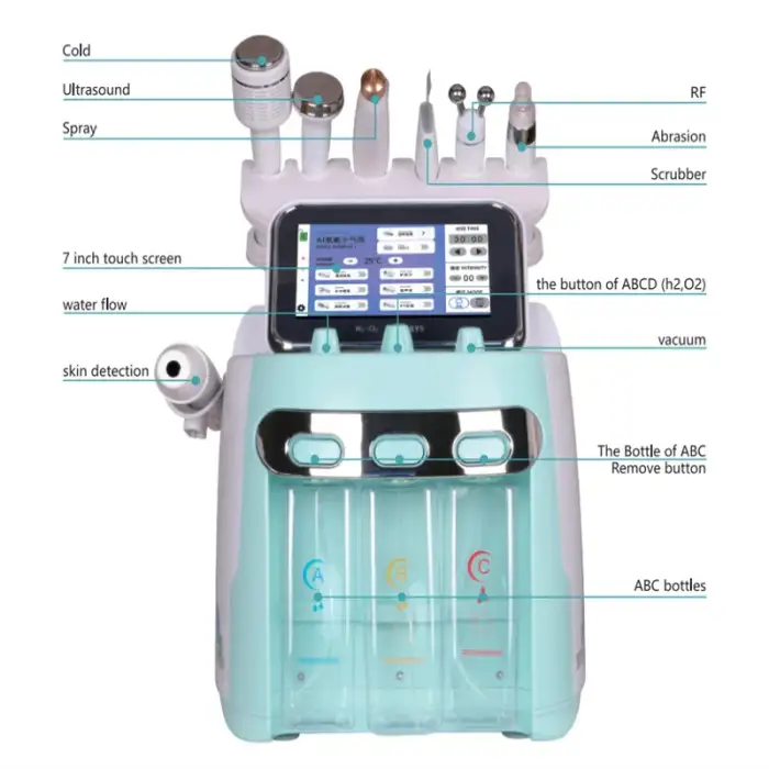 Spa Hydra Dermabrasion Machine with Skin Detector 7 In 1 H2o2 Small Bubble Dermabrasion Machine