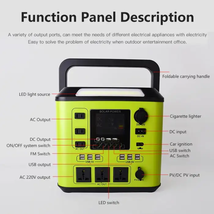 1500W LED Camping Charging Solar Energy Storage Portable Power Station