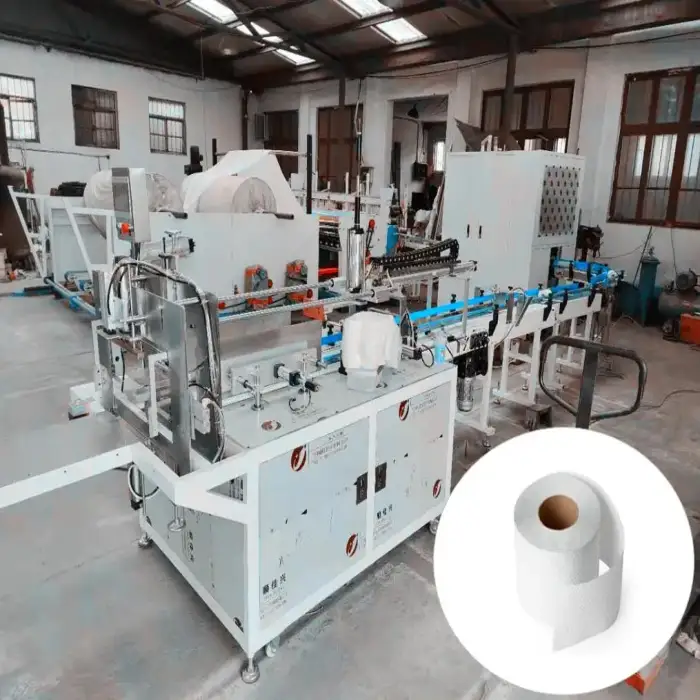 Small Toilet Tissue Paper Making Machine Automatic  Toilet Paper Rewinding  Cutting Packing Machine