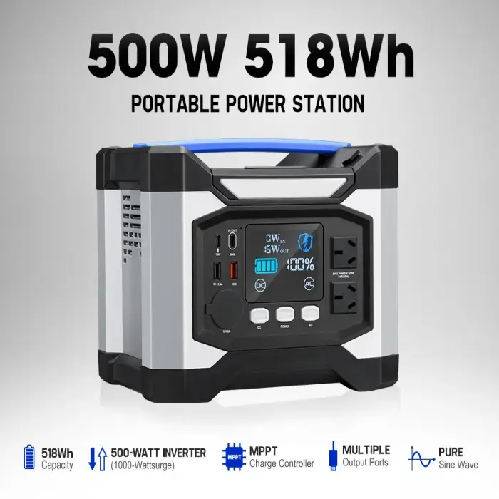 ATEM POWER 110V 220V 500W Outdoor Camping Solar Mobile Portable Power Station with Solar Panel