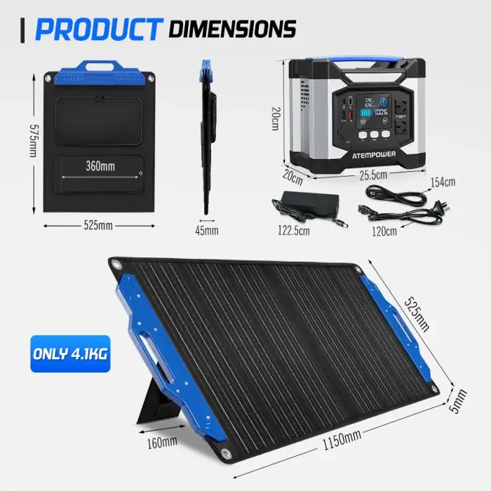 ATEM POWER 110V 220V 500W Outdoor Camping Solar Mobile Portable Power Station with Solar Panel