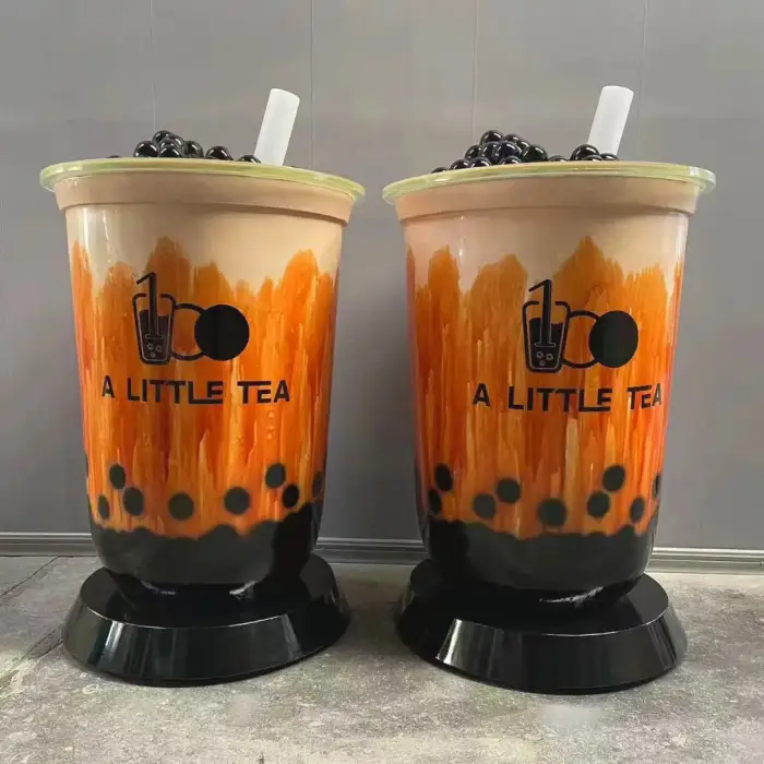 Large outdoor resin boba tea statue light bakery shop furniture sculptures