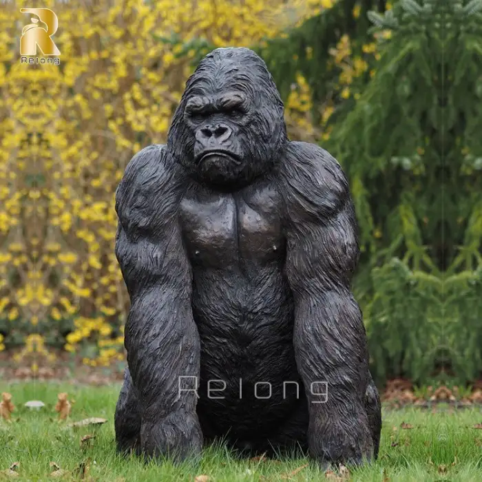 Outdoor Decoration Giant Metal Animal Casting Brass Bronze Gorilla Statue Sculpture